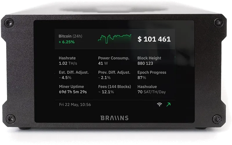 Braiins Mini Miner BMM 101 with touchscreen